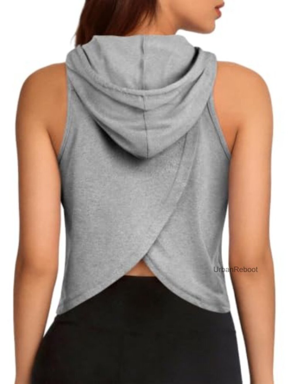 Sleeveless Hoodie Workout Crop Tank Top Crisscross Open Back